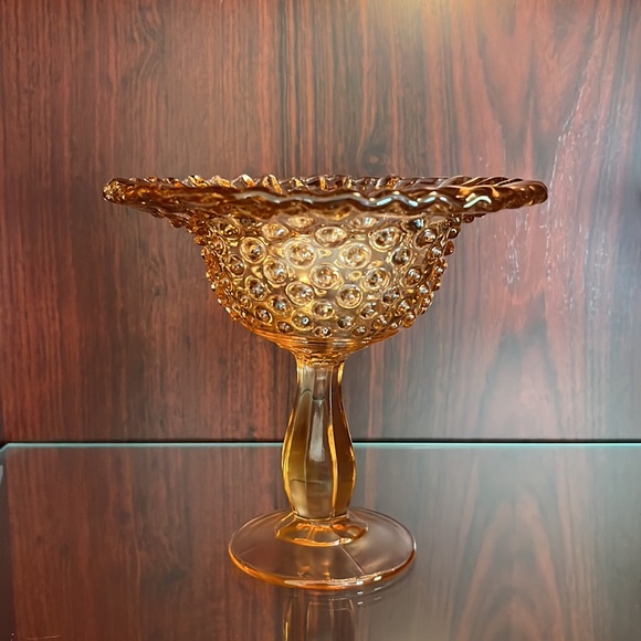 Vintage Pink Depression Glass Hobnail Compote Candy Dish - Picture 8 of 8